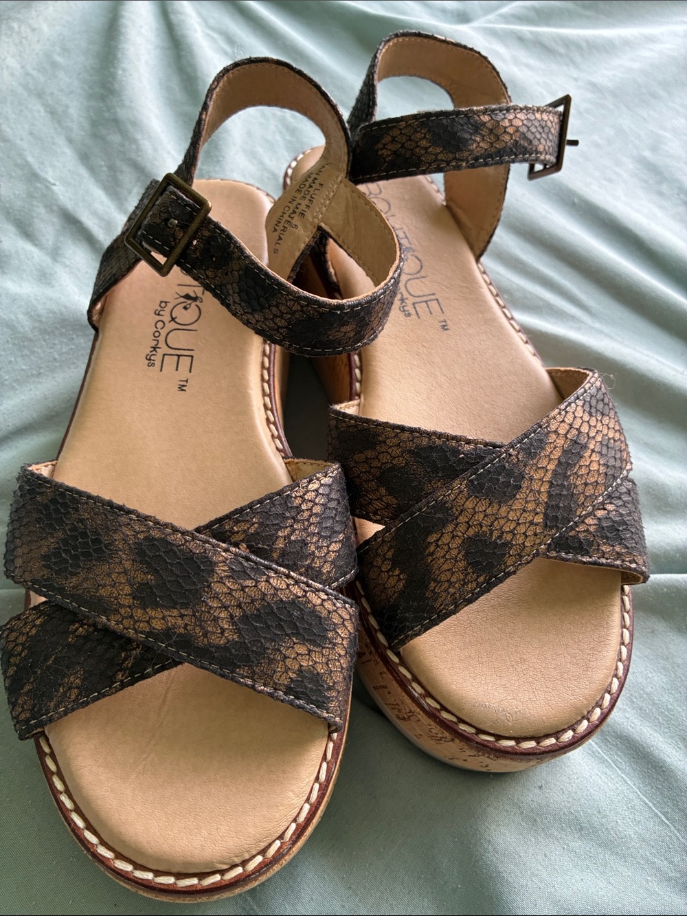Snake print Boutique by Corkys Brown & Black Platform Sandals